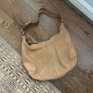 Tods vintage suede purse beige with silver buckle